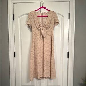 re:named Tan Tie Front Midi Sundress
